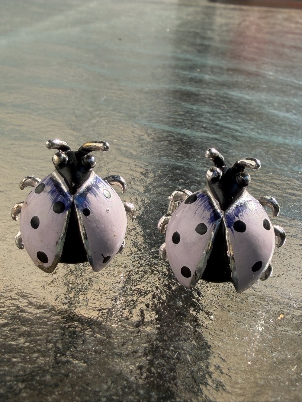 Swank Purple Lady Bug Cuff Links